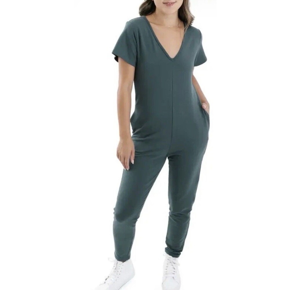 Smash + Tess Cozy Sunday Romper In Spruce Green Women's Size L Versatile New